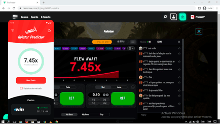 Ecrã de definições da aplicação Aviator Predictor